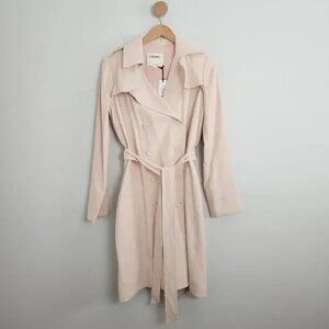 NEW L'agence Elise Double Breasted Belted Trenchcoat in Sanwashed Twill Petal
